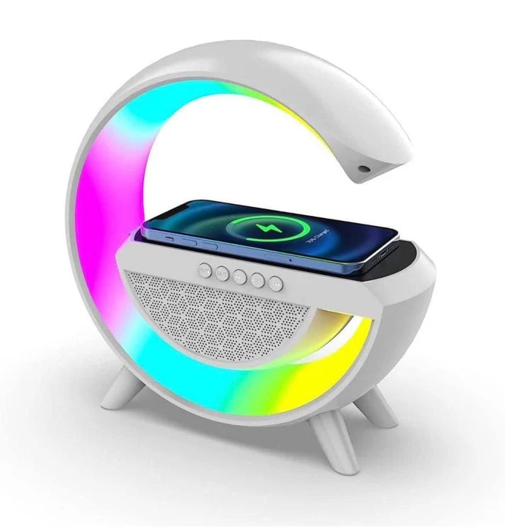 3-in-1 RGB LED Wireless Charging Speaker – Music Sync Ambient Light + Fast Qi Charger + Bluetooth Stereo Sound  Modern Bedside Lamp