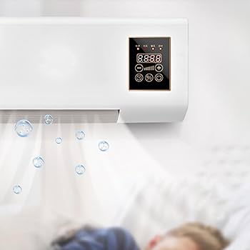 Wall-mounted mini portable air conditioner and heater unit.