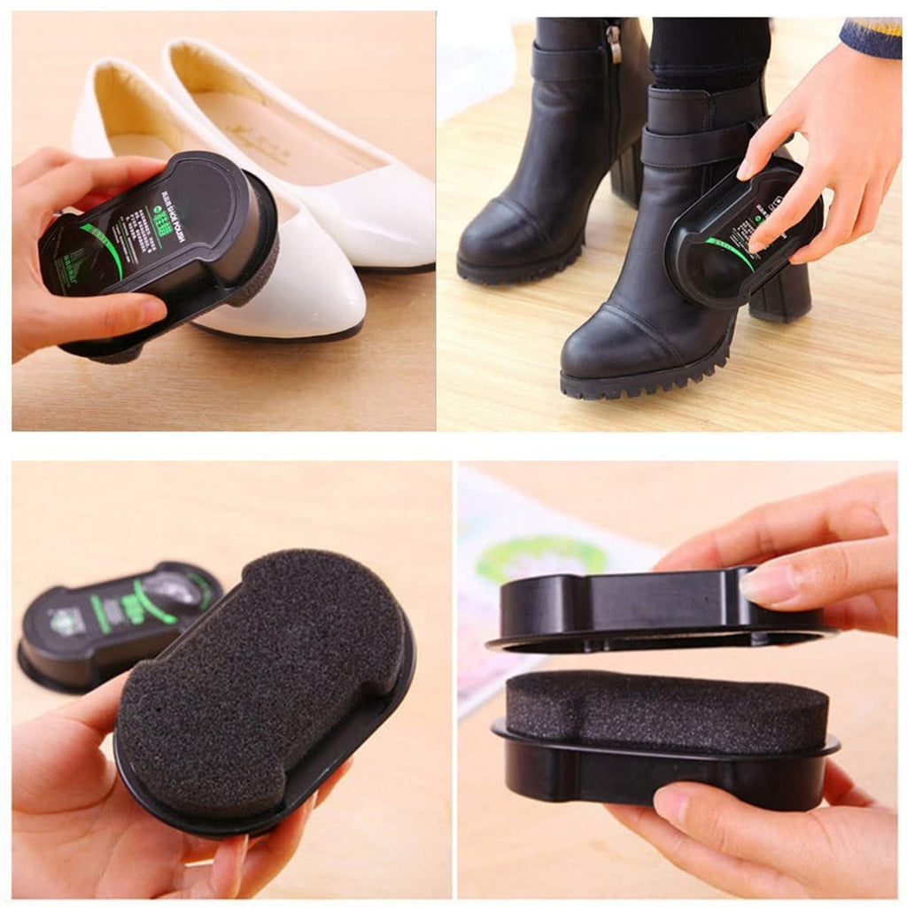 Double-sided instant shoe polish sponge.