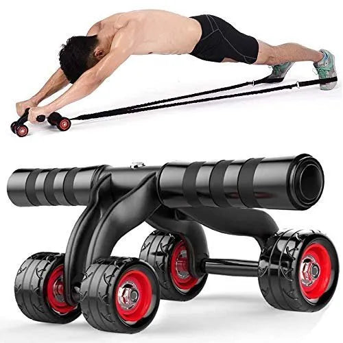 MCP Upgraded 4- Wheel AB Carver Roller With Knee Mat - Abdominal Workout 4 Wheel (black)