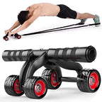 MCP Upgraded 4- Wheel AB Carver Roller With Knee Mat - Abdominal Workout 4 Wheel (black)