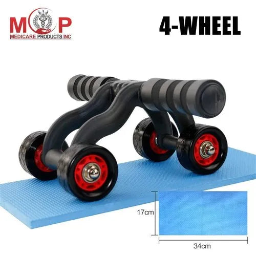MCP Upgraded 4- Wheel AB Carver Roller With Knee Mat - Abdominal Workout 4 Wheel (black)
